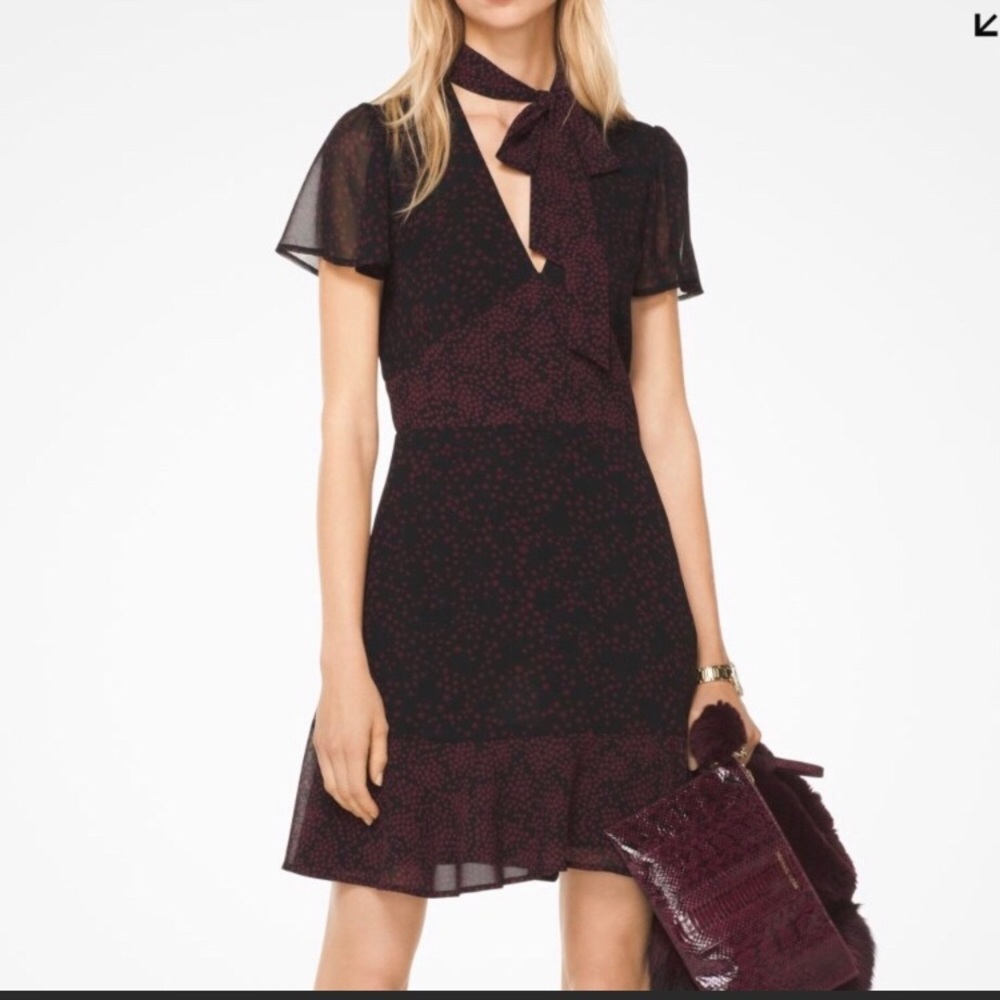 Michael Kors Star Print Tie-Front Dress